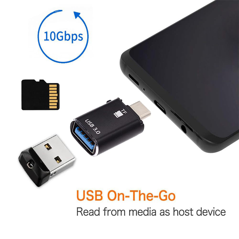 Lecteur de carte USB-C Techsuit AluVoltX, USB-A (OTG) - microSD, Noir