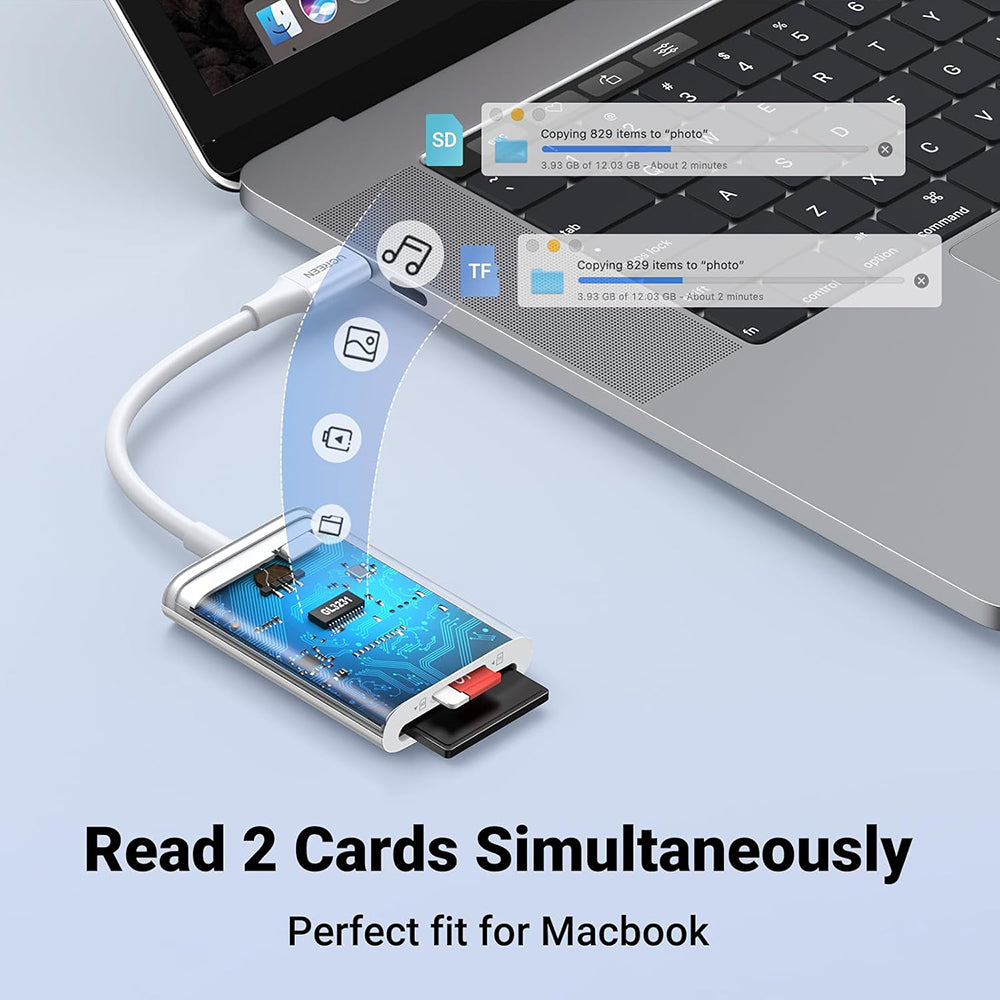 Lecteur de carte USB-C UGREEN CM265, SD - microSD, Blanc