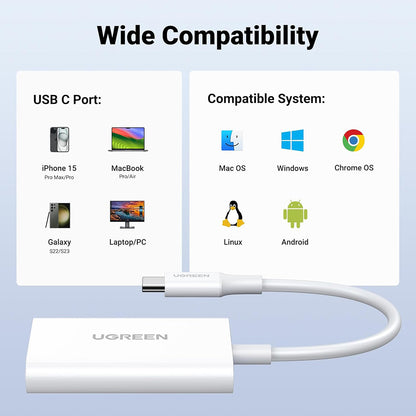 Lecteur de carte USB-C UGREEN CM265, SD - microSD, Blanc
