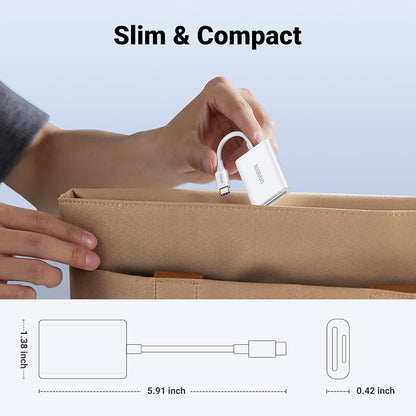 Lecteur de carte USB-C UGREEN CM265, SD - microSD, Blanc