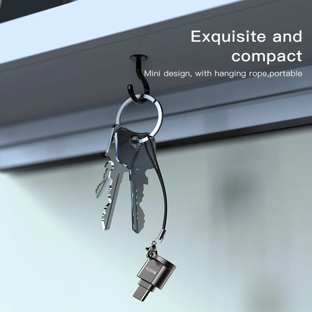 Lecteur de carte USB-C Yesido GS19, USB-A (OTG) - microSD, Gris