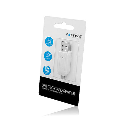 Lecteur de carte USB / microUSB Forever, SD - microSD, Blanc