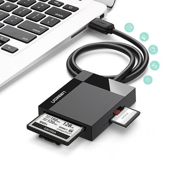 Lecteur de carte USB 3.0 UGREEN CR125, SD - microSD - CF - MS, Noir