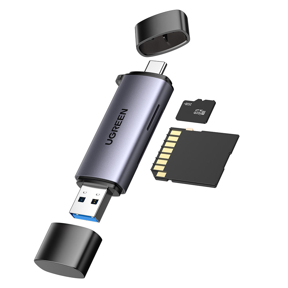 UGREEN CM185 USB / USB-C Card Reader, SD - microSD, Gray