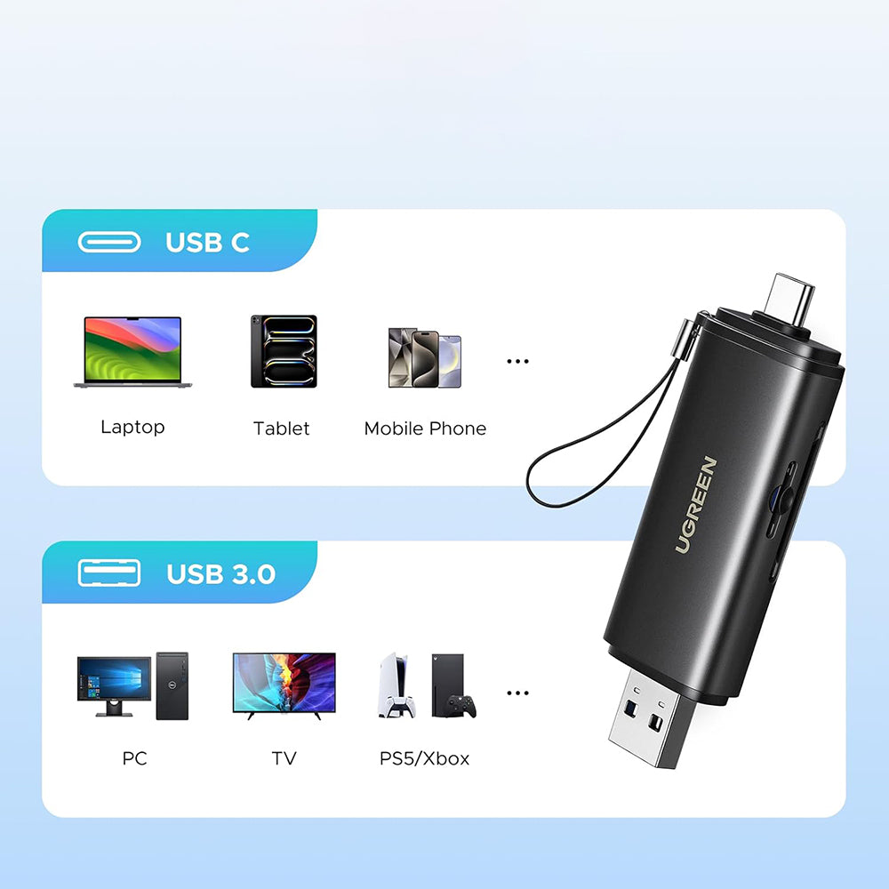 Lecteur de carte USB / USB-C UGREEN CM803 (65024), SD - microSD, Noir