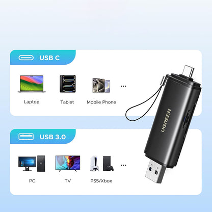 Lecteur de carte USB / USB-C UGREEN CM803 (65024), SD - microSD, Noir