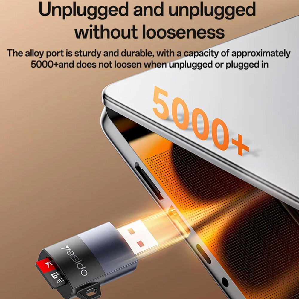 Lecteur de carte USB Yesido GS36, microSD, Noir