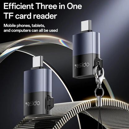Lecteur de carte USB Yesido GS37, microSD, Noir