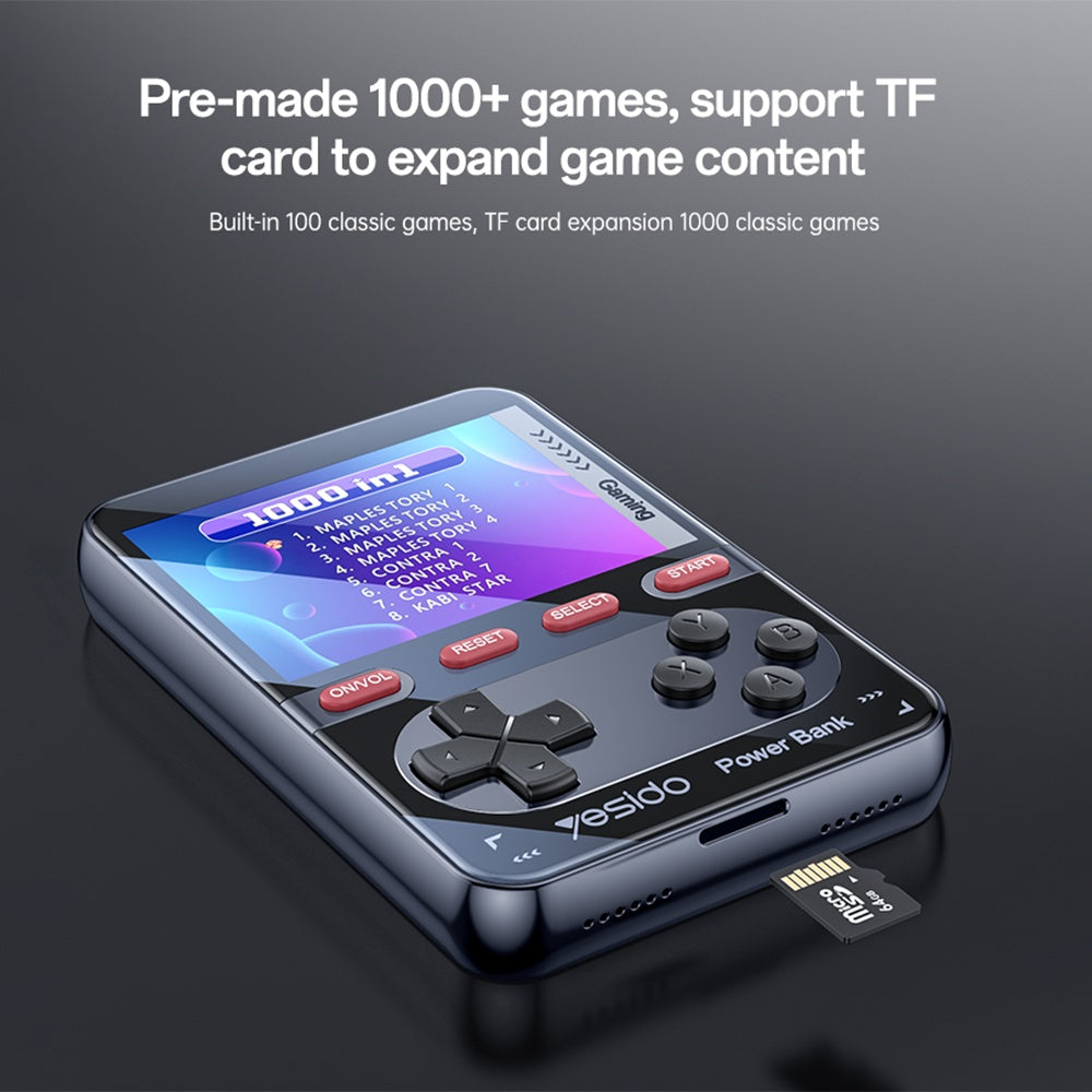 Console de jeu portable avec batterie externe Yesido YP87, noire