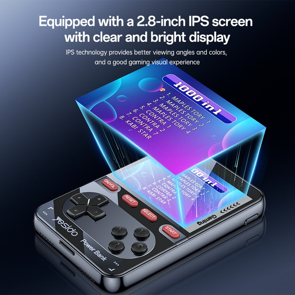 Console de jeu portable avec batterie externe Yesido YP87, noire