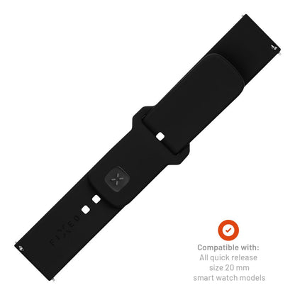 Bracelet Fixed Silicone Sporty pour Samsung Galaxy Watch / Huawei Watch Series, 20mm, Noir