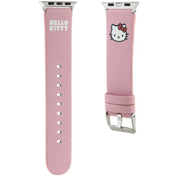 Bracelet Hello Kitty Leather Kitty Head pour Apple Watch 42mm / 41mm / 40mm / 38mm Series, Rose