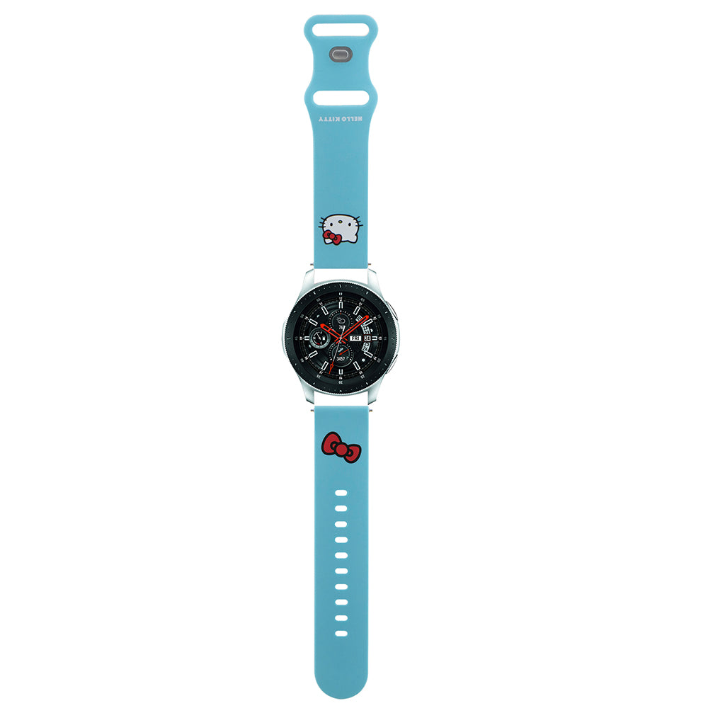 Bracelet Hello Kitty Silicone Kitty Head pour Samsung Galaxy Watch / Huawei Watch 46mm / 45mm / 41mm Series, Bleu