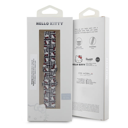 Bracelet Hello Kitty Silicone Kitty Heads & Stripes pour Samsung Galaxy Watch / Huawei Watch Series, Noir