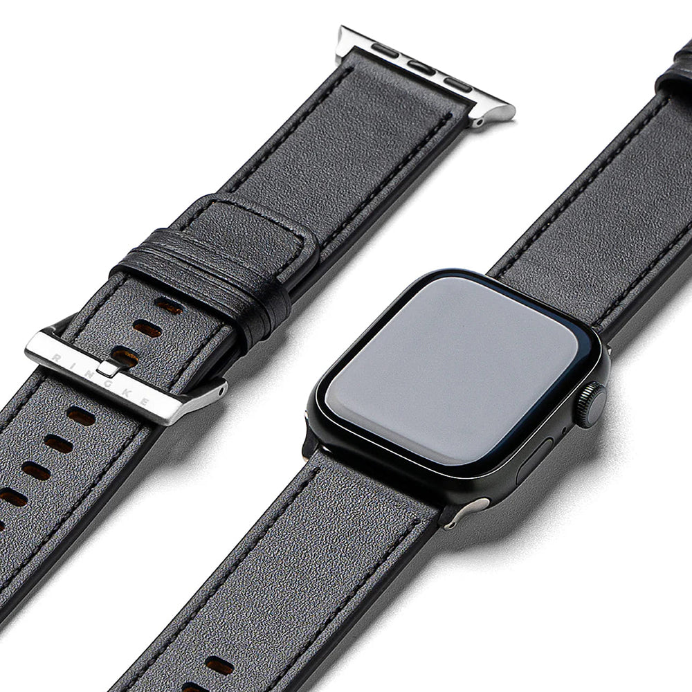 Bracelet Ringke Leather One pour Apple Watch 49mm / 46mm / 45mm / 44mm / 42mm Series, Noir