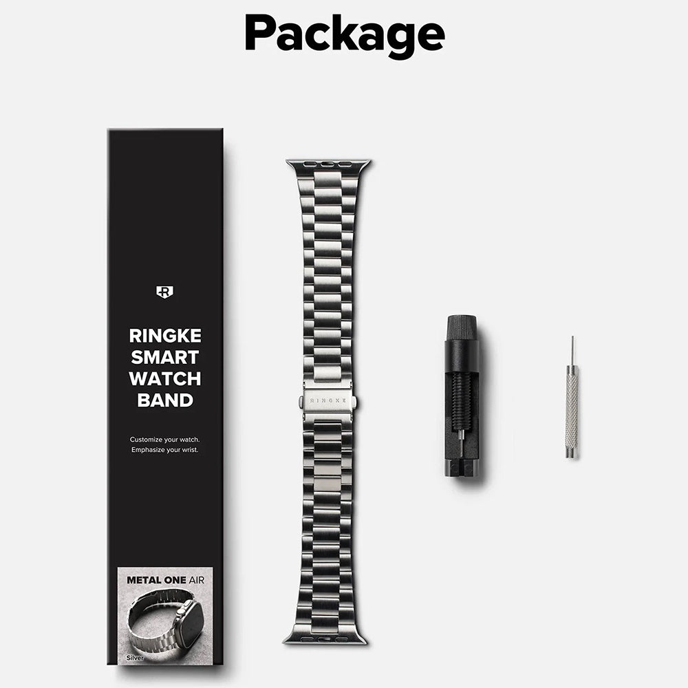 Bracelet Ringke Metal One Air pour Apple Watch 49mm / 46mm / 45mm / 44mm Series, Argenté