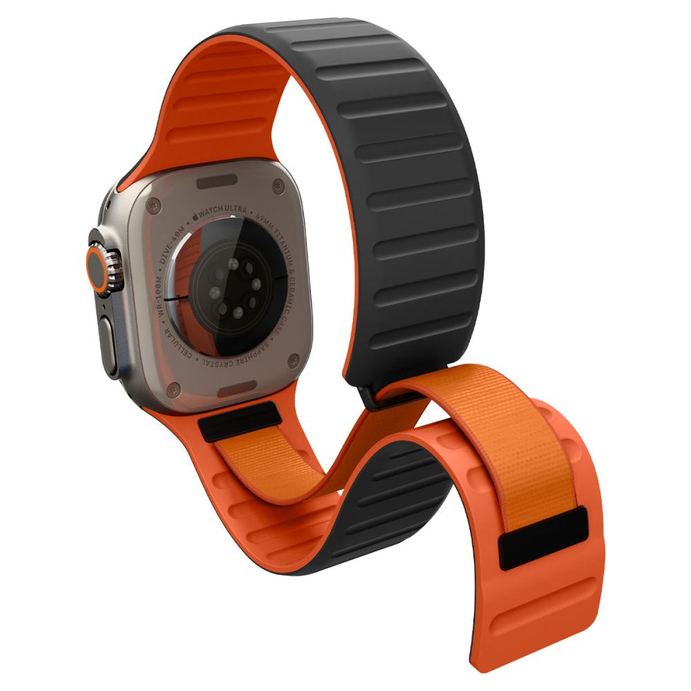 Bracelet Spigen Athlex Air M pour Apple Watch 49mm / 46mm / 45mm / 44mm Series, Noir Orange AMP11534
