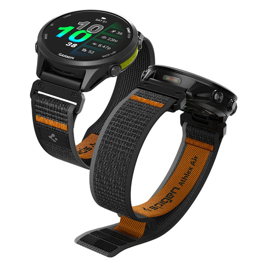 Bracelet Spigen Athlex Air pour Garmin Watch Fenix / Forerunner / Approach Series, 22mm, Noir Orange AMP11426
