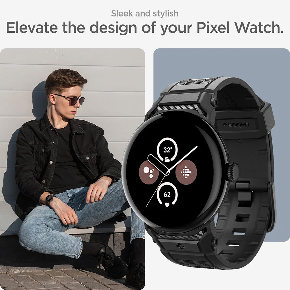 Bracelet Spigen Rugged pour Google Pixel Watch 45mm Series, Noir AMP07600