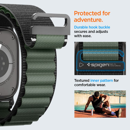 Bracelet Spigen WBF1 pour Apple Watch 49mm / 46mm / 45mm / 44mm Series, Noir Vert