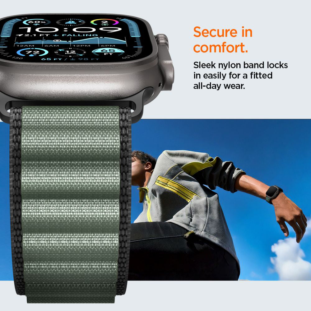 Bracelet Spigen WBF1 pour Apple Watch 49mm / 46mm / 45mm / 44mm Series, Noir Vert