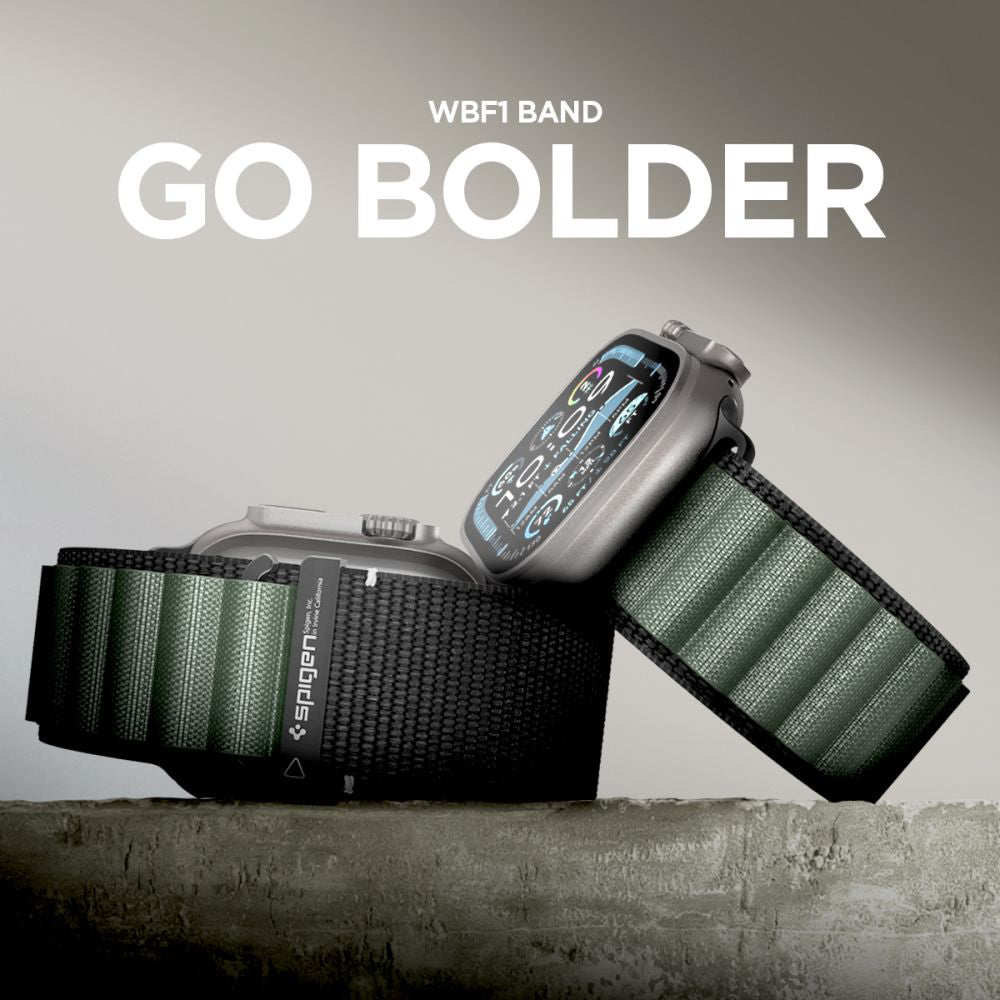 Bracelet Spigen WBF1 pour Apple Watch 49mm / 46mm / 45mm / 44mm Series, Noir Vert