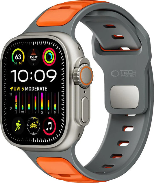 Tech-Protect Iconband Line Strap for Apple Watch 49mm / 46mm / 45mm / 44mm Series, Gray Orange