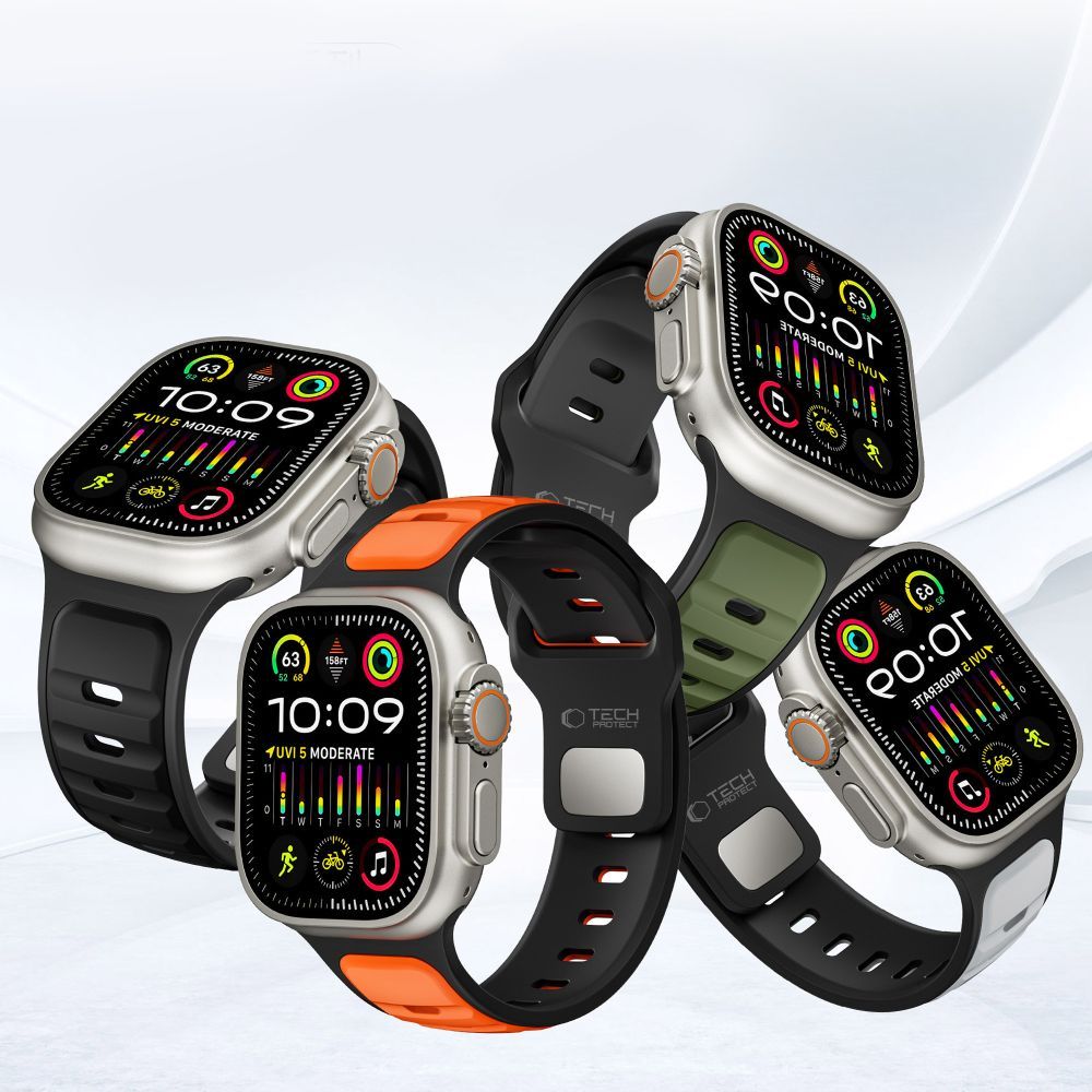 Bracelet Tech-Protect Iconband Line pour Apple Watch 49mm / 46mm / 45mm / 44mm Series, Noir