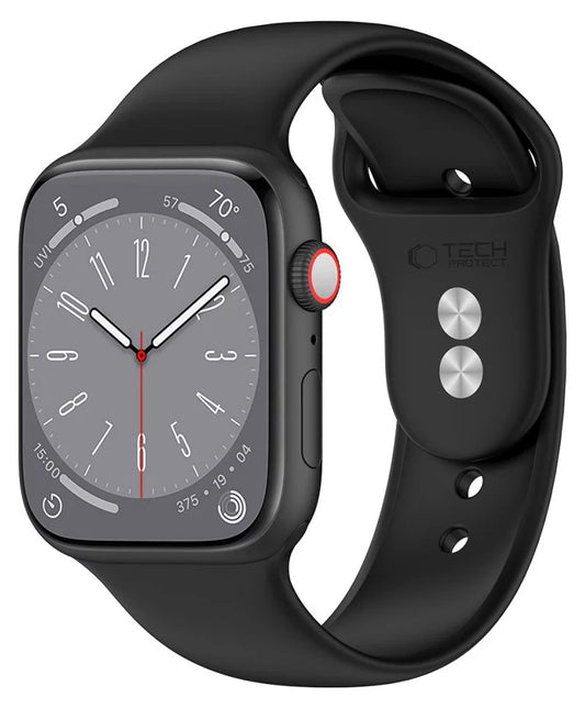 Tech-Protect Silicone Strap for Apple Watch 42mm / 41mm / 40mm Series, Black