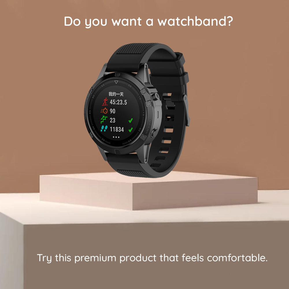 Bracelet Techsuit W058 pour Garmin Instinct / Approach / Fenix Watch Series, 20mm, Noir