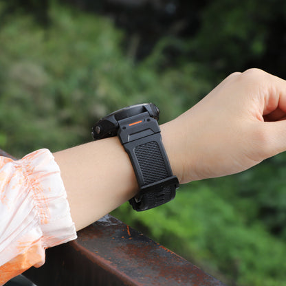 Bracelet Techsuit W068 pour Garmin Watch Fenix / Forerunner / Approach Series, 22mm, Orange Noir