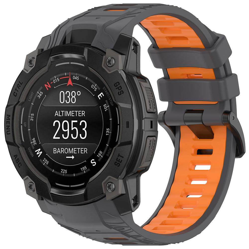 Bracelet Techsuit W077 pour Garmin Instinct 3 45mm Solar / Instinct 3 45mm, Gris Orange