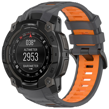 Bracelet Techsuit W077 pour Garmin Instinct 3 45mm Solar / Instinct 3 45mm, Gris Orange