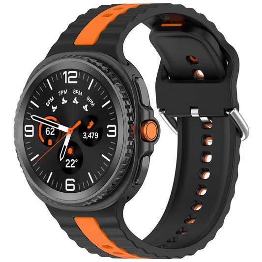 Bracelet Techsuit W078 pour Samsung Galaxy Watch 8 Classic / Watch8 44mm / Watch 8 40mm, Noir Orange