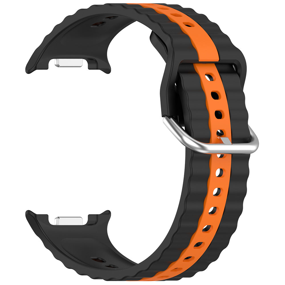 Bracelet Techsuit W078 pour Samsung Galaxy Watch 8 Classic / Watch8 44mm / Watch 8 40mm, Noir Orange