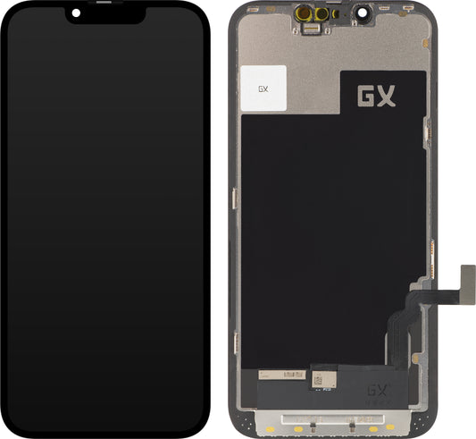 GX Écran tactile pour Apple iPhone 13, avec cadre, OLED IC version mobile, noir