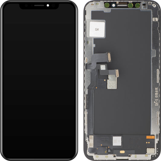 Écran tactile GX pour Apple iPhone XS, avec cadre, version OLED, noir