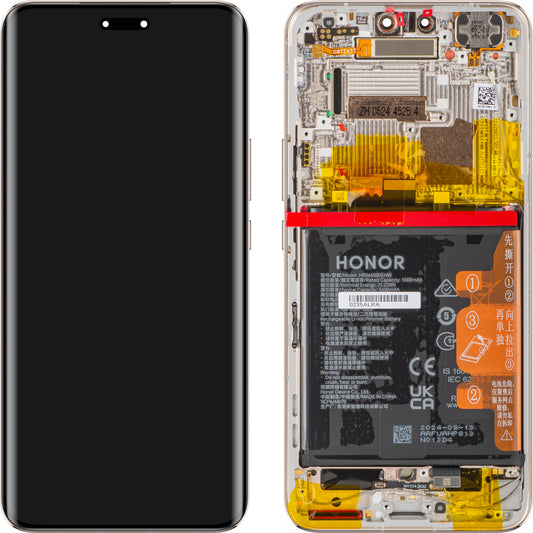 Écran tactile avec écran tactile Honor Magic6 Pro, avec cadre et batterie, or, Service Pack 0235ALRA