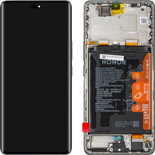 Écran tactile Honor Magic7 Lite avec cadre et batterie, Noir (Titanium Black), Pack de service 0235AMQP