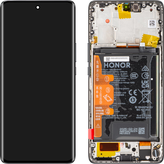 Écran tactile Honor X50 avec cadre et batterie, Noir, Service Pack 0235AGJG