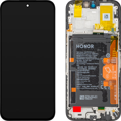 Écran avec écran tactile Honor X6c, avec cadre et batterie, noir (Midnight Black), pack de service 0235APGS