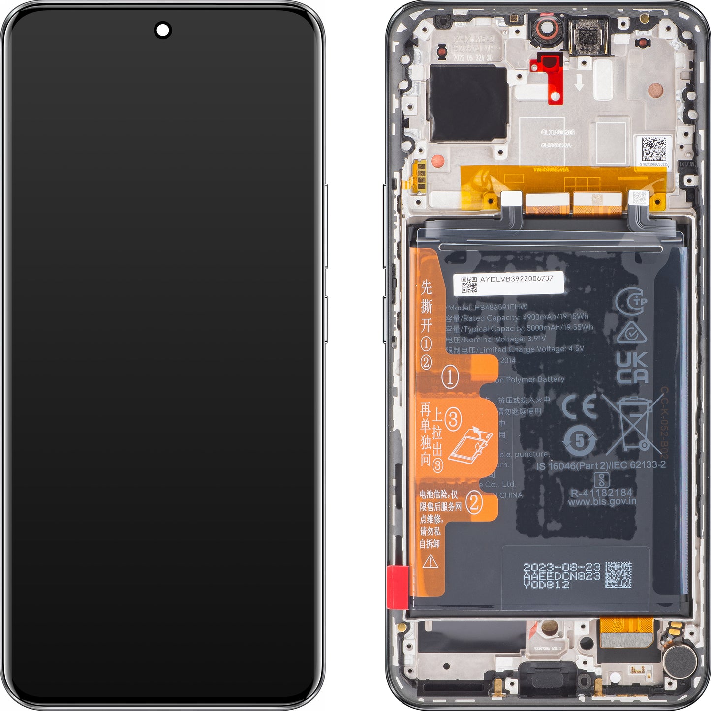 Écran avec écran tactile Honor 90, avec cadre et batterie, noir (Midnight Black), reconditionné 0235AGDN