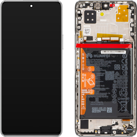 Écran tactile Huawei nova 9 SE 4G, avec cadre et batterie, blanc perle, Service Pack 02354UWA