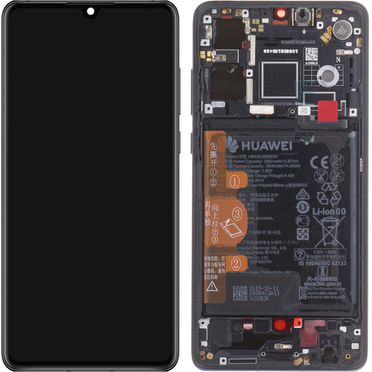 Écran tactile Huawei P30, avec cadre et batterie, noir, Service Pack 02354HLT