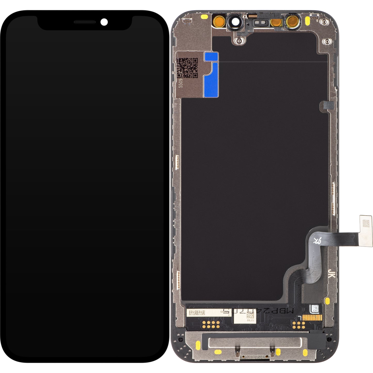 Ecran tactile JK pour Apple iPhone 12 mini, avec cadre, version In-Cell LCD, noir 