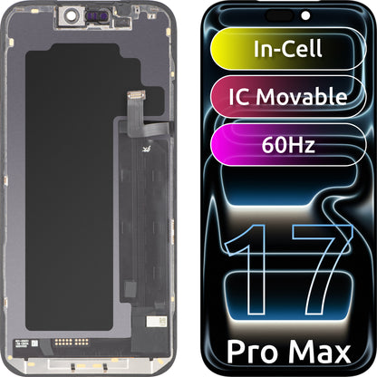 Écran tactile JK pour Apple iPhone 17 Pro Max, avec cadre, version LCD In-Cell IC mobile, noir