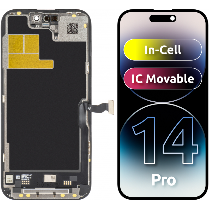 JK Écran tactile pour Apple iPhone 14 Pro, avec cadre, LCD In-Cell IC mobile, noir 
