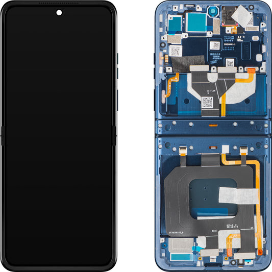 Écran tactile Motorola Razr 2025 / Razr 60, avec cadre, sous-couche interne, bleu marine (Gibraltar Sea), pack de service 5D68C29965