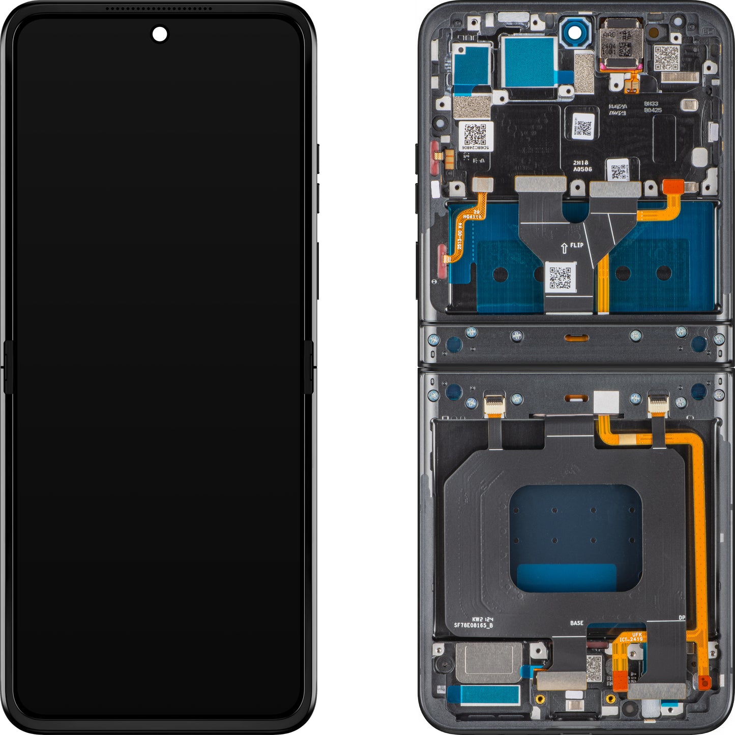 Écran tactile Motorola Razr 2024 / Razr 50, avec cadre, sous-couche interne, gris (Steel Wool), Pack de service 5D68C24806