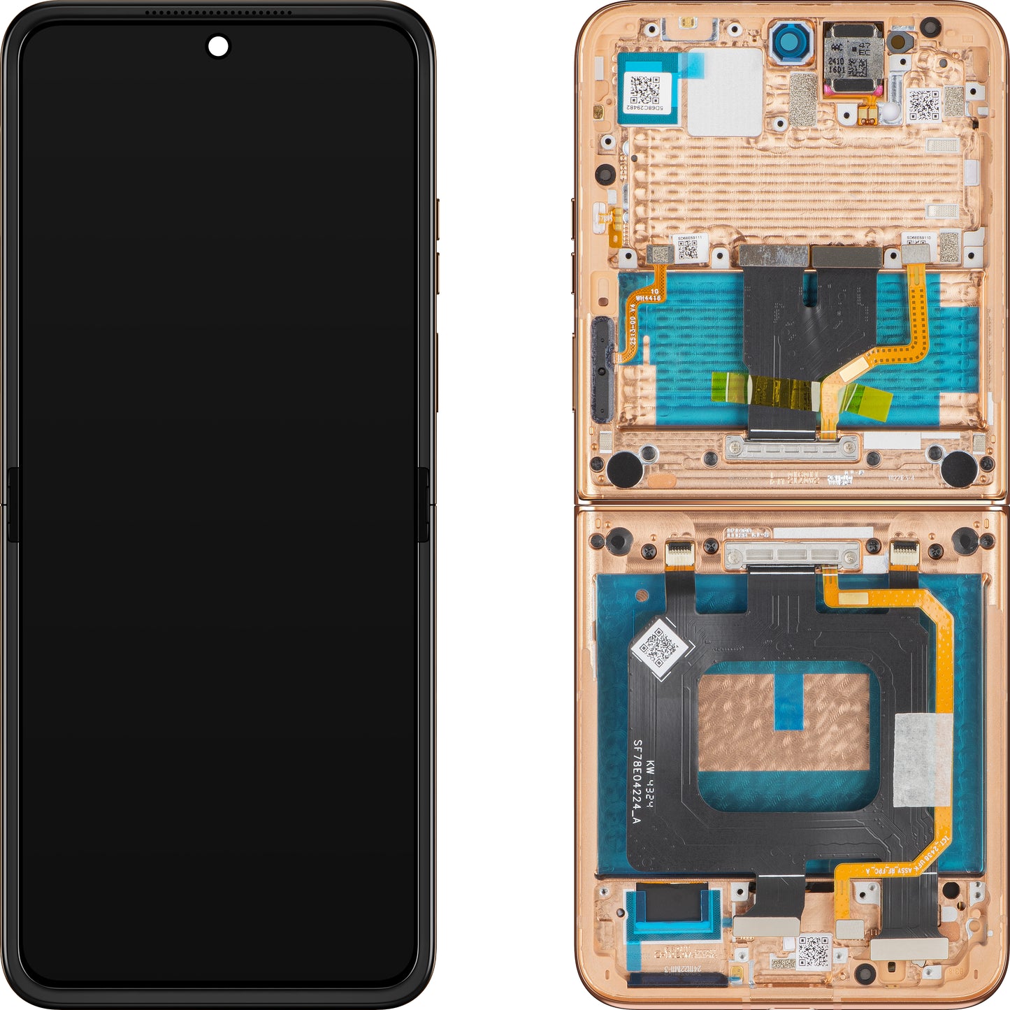 Écran tactile Motorola Razr+ 2025 / Razr+ 2024 / Razr 50 Ultra, avec cadre, sous-couche interne, Marron (Mocha Mousse), Pack de service 5D68C29482